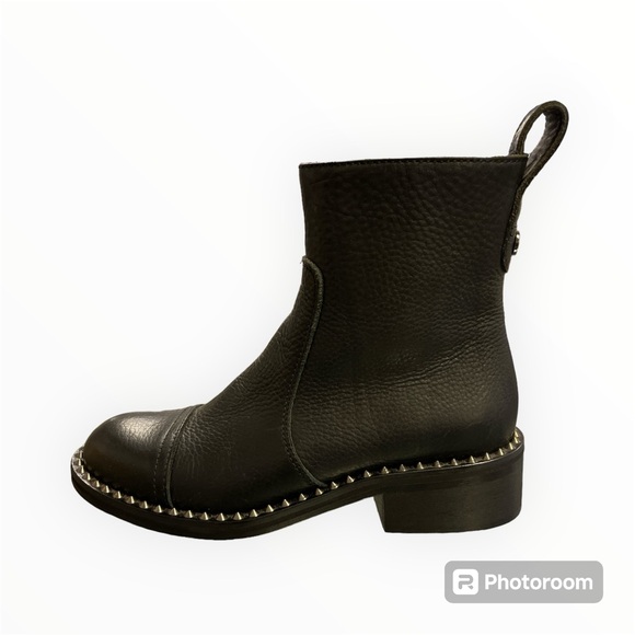 Zadig & Voltaire Empress Clous Textured Leather Ankle Boots Size 36 (US 5) Black - Picture 4 of 13